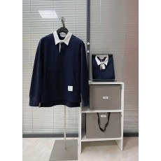 톰브라운 23ss 남녀 로고 패치 콘트라스트 럭비 카라티셔츠