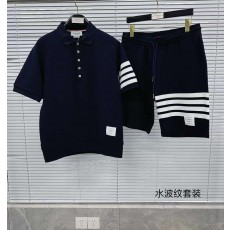 톰브라운 남녀 사선완장 반바지 반팔 카라티셔츠 세트